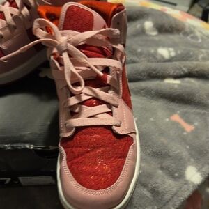 Nike Kids' Pink and Red High-Top Sneakers Size 7y